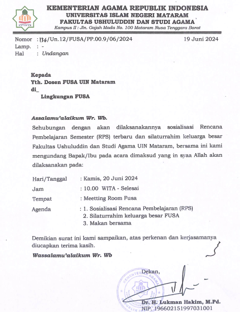 SOSIALISASI RPS & SILATURRAHIM FUSA UIN Mataram
